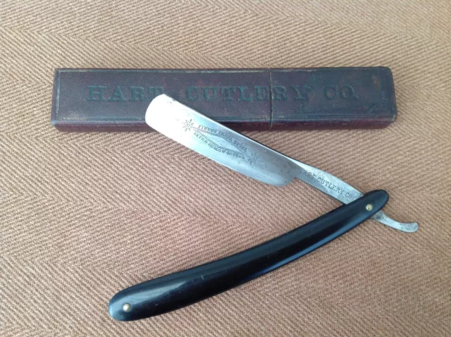 H B & Co Finest India Steel Extra Hollow Ground Straight Razor in Box