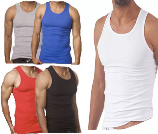 Mens White Vests Fitted Cotton Gym Training Tank Summer Top  1 or 3 Pack