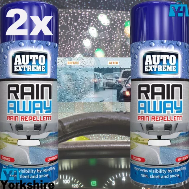 2x 200ML Auto Extreme Rain Away Rain Repellent Sleet Snow Glass Mirror Spray new