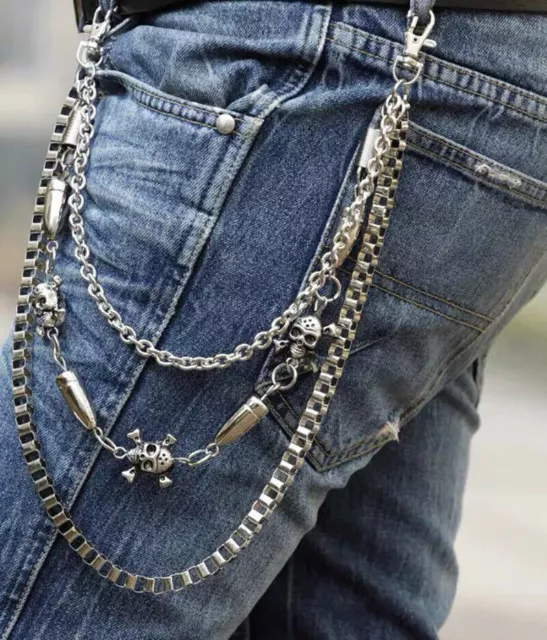 2 portachiavi Style Uomo Skull Strong Leash Heavy Wallet Chains Jean