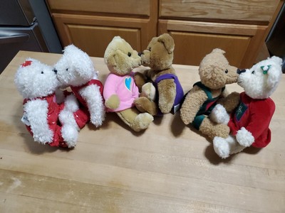 Hallmark Kiss Kiss Bears Lot Of 6 Plush Teddies Magnetic Noses Grippy Paws Love