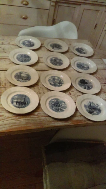 12 ASSIETTES A DESSERT  delft ORCHIES MOULIN DES LOUPS HAMAGE