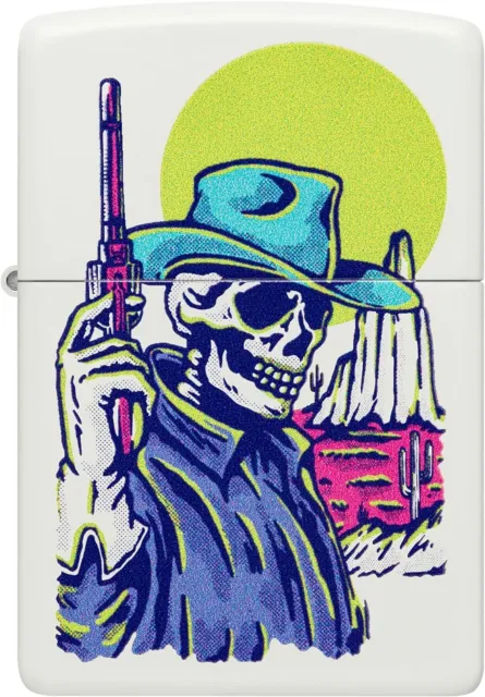 Accendino Antivento Ricaricabile Zippo Cowboy Skull Color Version 48502 Uomo