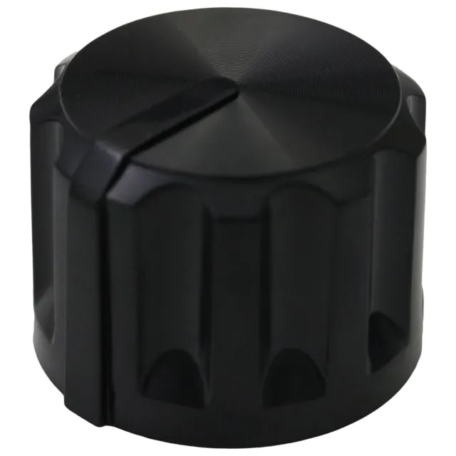 Large Black Plastic Fluted Control Knob - 6mm Splined Hole - Push Fit