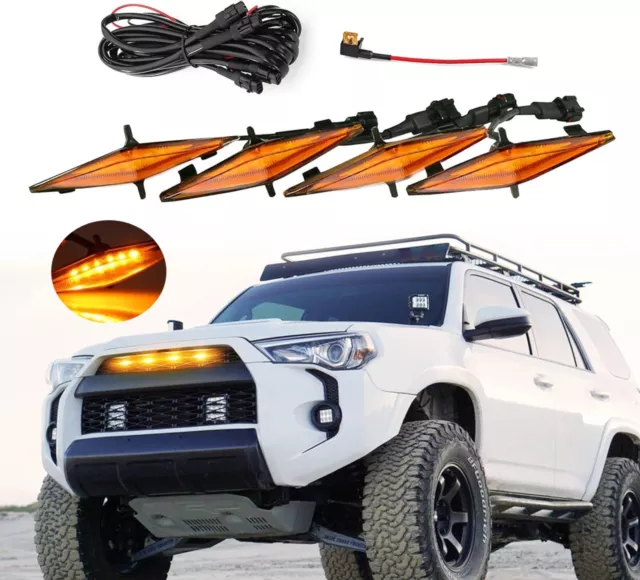 4x Raptor Style Amber LED Grille Lights For 2014-2023 Toyota 4Runner TRD Pro