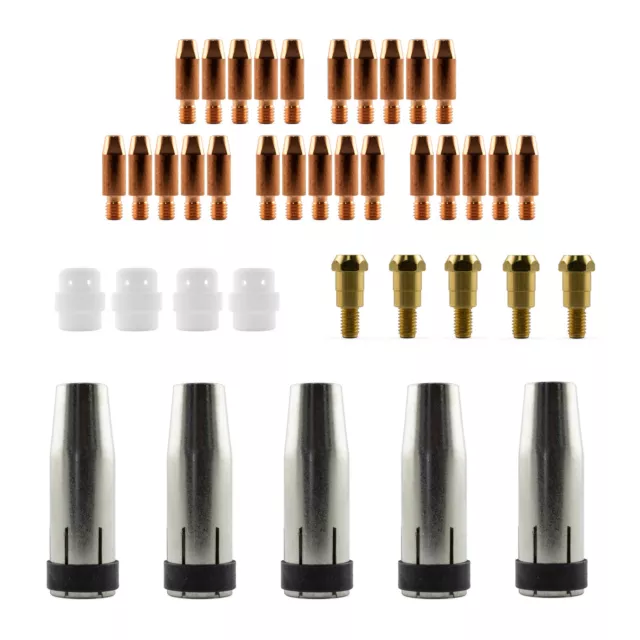 MIG MB24 Conical 39 Piece KIT- 0.8mm - Binzel Style - Shroud - Contact Tip SB24