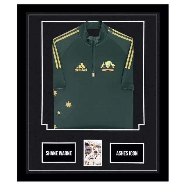 Signed Shane Warne Framed Display Shirt - Ashes Icon Autograph +COA