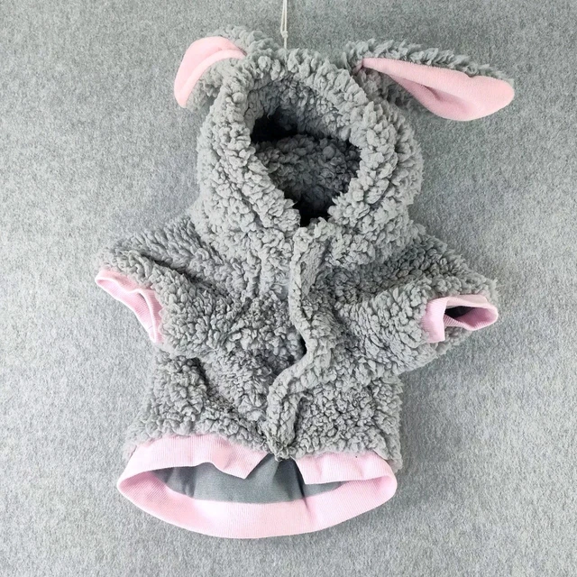 🐰🐕🦮BUNNY RABBIT DOG Coat Soft Plush Jacket Costume Ears Size Small 📸SEE ...