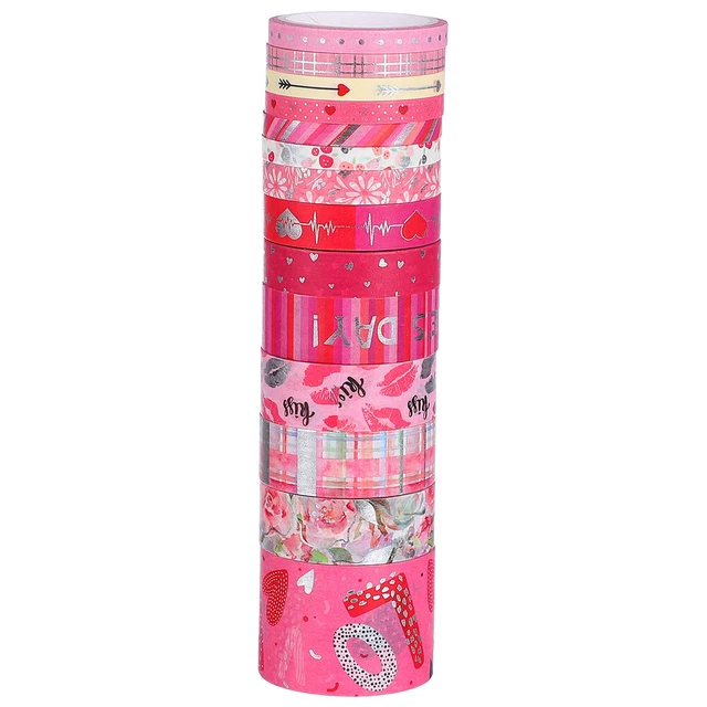 14 Rolls Bande D'album Ruban Décoratif Rose Outils Roses Cadeau
