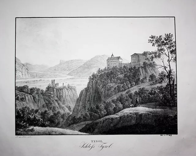 Château Tyrol Meran Merano Tirol de Sud Tyrol Italia Lithographie Kunike 1826