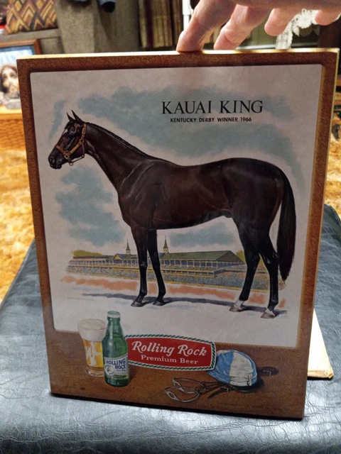 1966 Rolling Rock Beer Kauai King Kentucky Derby Winner Easel Back-LatrobePA