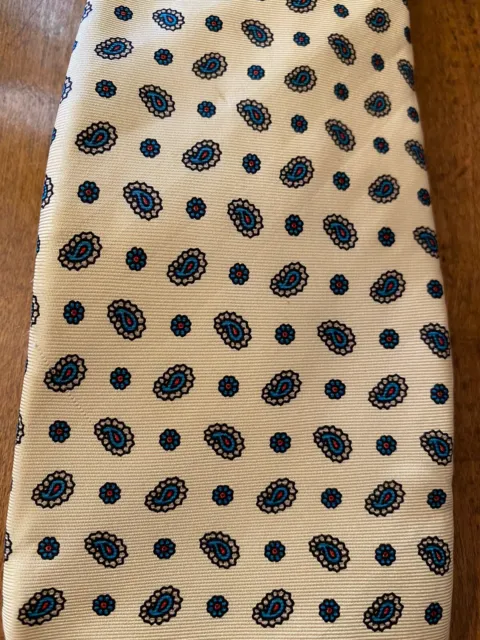 RESILIO MENS PAISLEY Style Tie Cream Teal Flaw $12.90 - PicClick