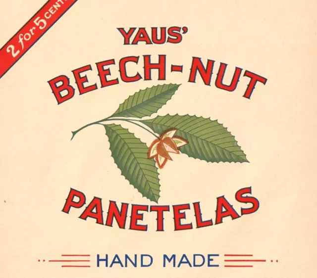 Yaus' Beech-Nut Panetelas Cigar Box Inner Label Newark Ohio Vintage Label