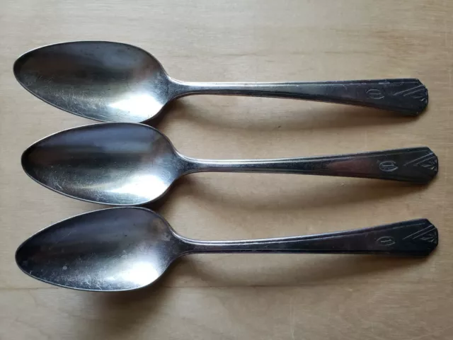 3 Vintage Collectible ANTIQUE TEA SPOONS 6",COMMUNITY SILVER PLATE -MONO