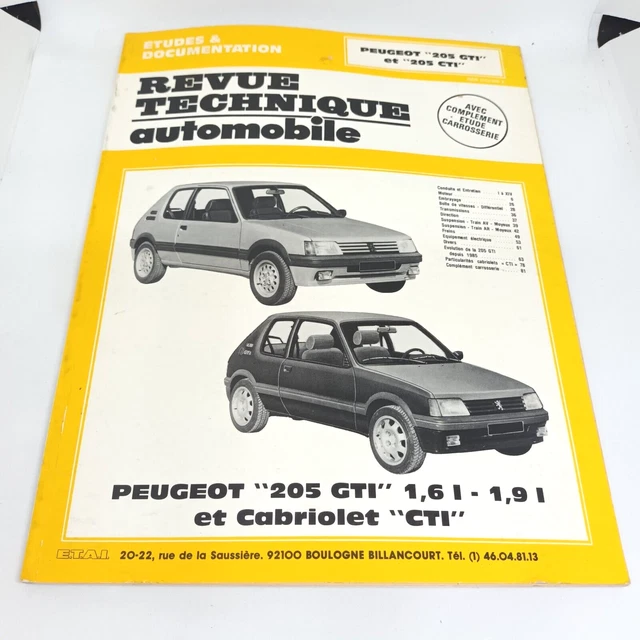 REVUE TECHNIQUE PEUGEOT 205 GTI - CTI 1.6l et 1.9l Documentation