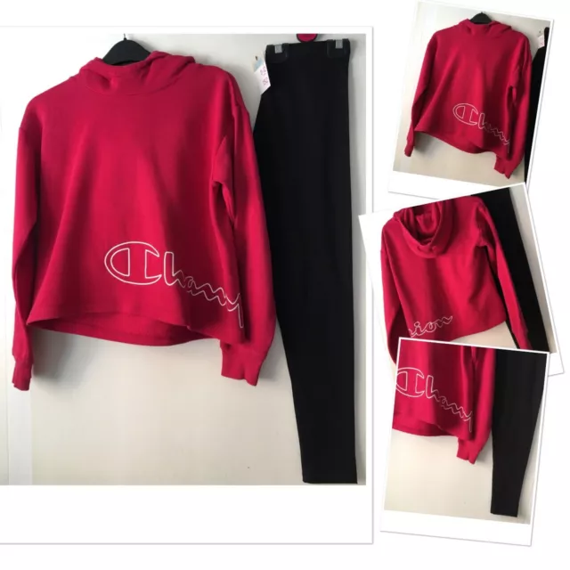 Champion girls fashion boxy fit jumper hoody exc u & new tags prk leggings 11-12