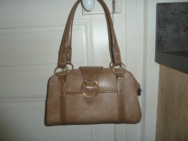 Sac LANCEL vintage en cuir beige portable épaule par brides en TBE