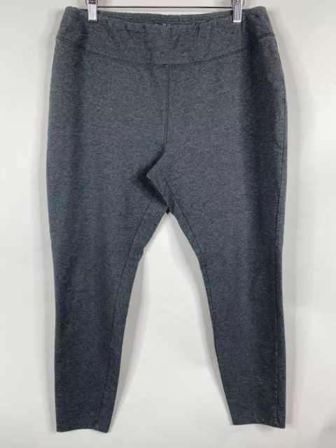 Croft & Barrow Knit Leggings Womens Size L Solid Gray Stretch Athletic Cropped