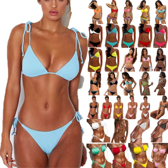 Ladies Padded Push-Up Bra Bikini Set Halter Swimwear Swimsuit Costume Beachwear