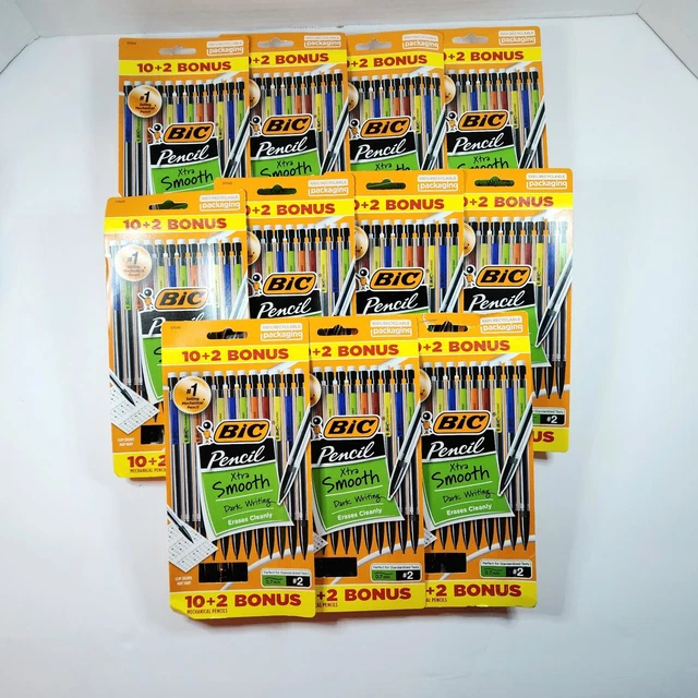 New, Lot Of 11, Bic Mechanical 12 Ct, pencil Xtra Smooth Dark Writing Eraser