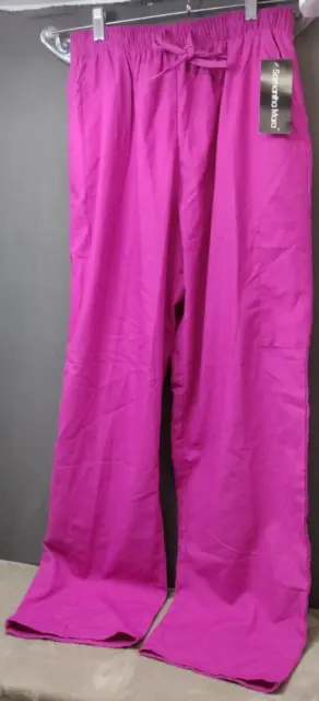 Samantha Mara Scrubs Pants Size Large Stretch Draw string Pink Fuschia 28"x30"