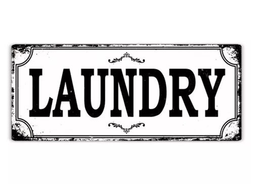 Metal Wall Sign - Laundry B&W | Family Washing Room Sign Retro Gift Plaque