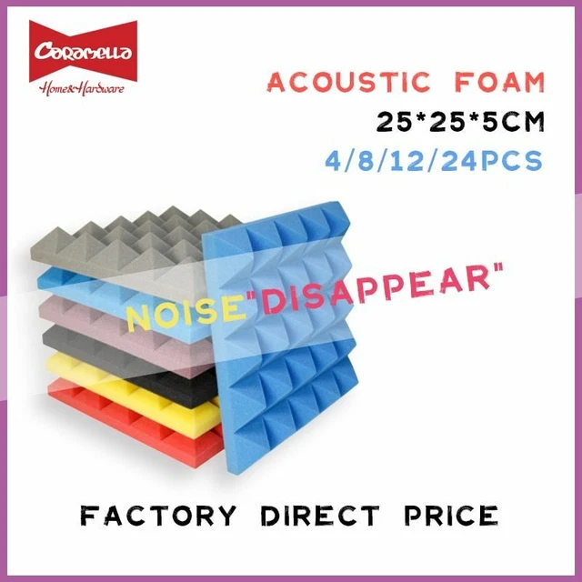 Studio Acoustic Soundproof Foam Pyramid Sound Absorption 250x250x50mm 8/12/24pcs