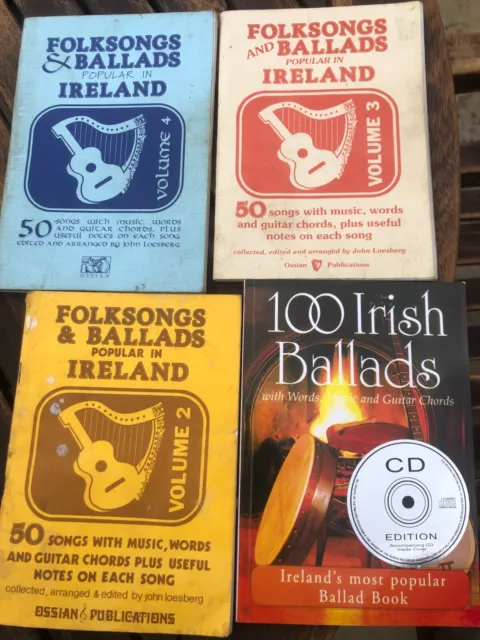 Folksongs & Ballads Popular in Ireland Vol. 2,3,4 + 100 Irish Ballads Book & CD