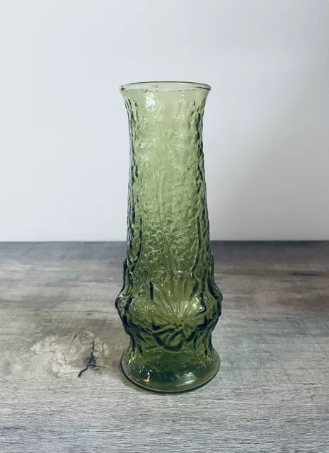 Vintage Anchor Hocking Rainflower Green 6 3/4" Glass Vase