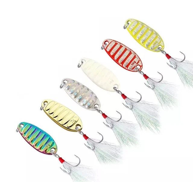 Ghanneey Spinnerbaits Lot de 50 cuillères lisses 3 tailles de lames de pêche avec leurres de pêche en saule Accessoires de rechange