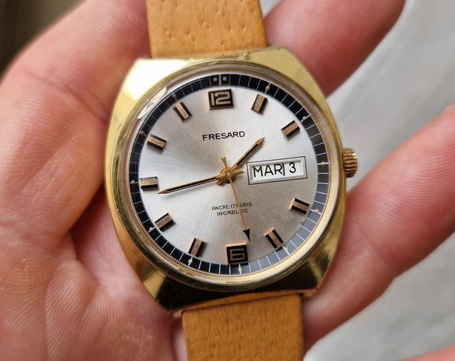 Montre Bracelet Vintage Fresard – Années 70, Fonctionne, Homme