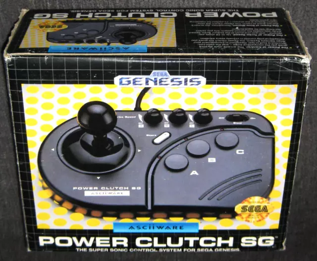 Sega Genesis Asciiware Power Clutch SG Controller Arcade Joystick CIB Excellent
