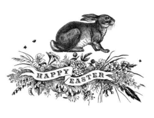 Vintage Image Bunny Rabbit Easter Floral Swag Furniture Waterslide Decals EAS314