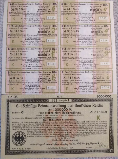 Germany 1923 Berlin Deutschen Reichs Coupons 1.000.000 Mark NOT CANCELLED Bond