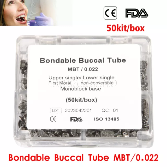 50 Kits Dental Tubo Bucal de Ortodoncia 1er Molar Unir MBT 022 No Convertible LX