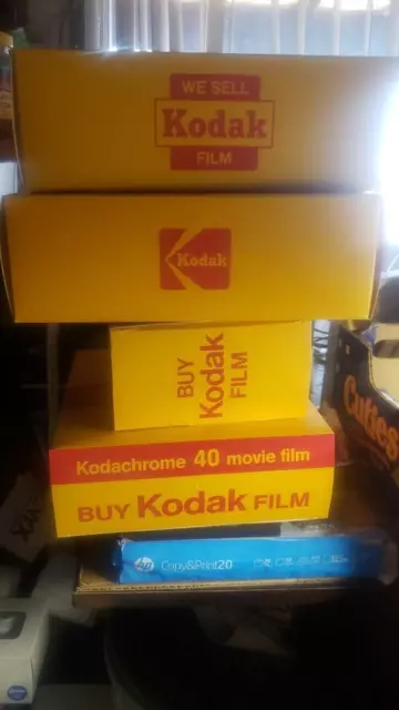 Vintage 4 Nos Kodak Film Oversized Hanging Advertising Display Boxes Nr. Mint