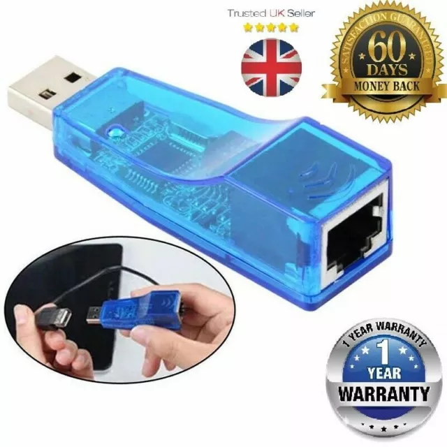 Ethernet RJ45 Connector To USB 3.0 LAN Network Card Adapter 10/100Mbps PC Laptop