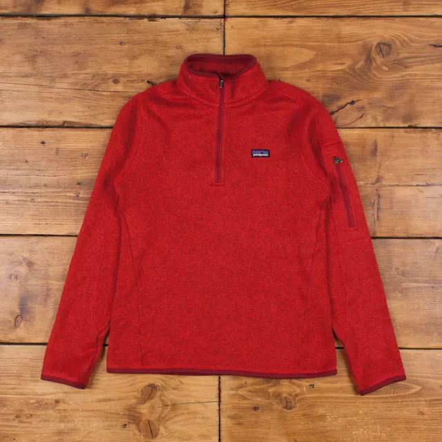 Vintage Patagonia Logo Fleece Sweatshirt S Slim Fleece Gorpcore 1/4 Zip Red