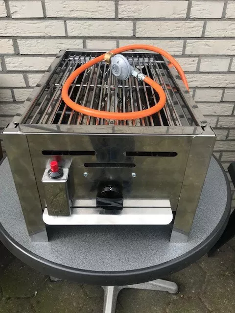 Gasgrill aus Edelstahl 1 flammig mit Grillrost Gastrobräter Grill