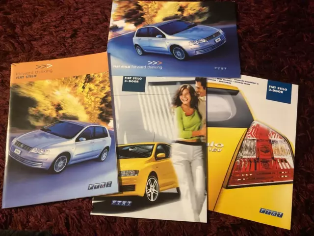 Fiat Stilo 3 door Brochure set 2002, UK Issue 02/02 inc Active, Dynamic, Abarth