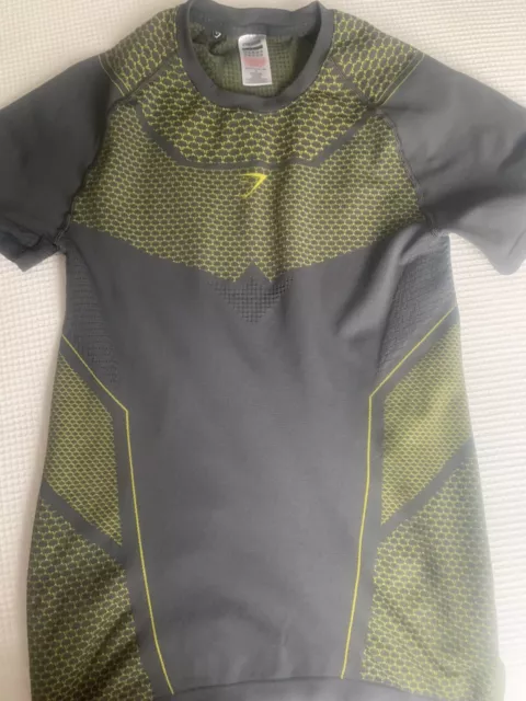 GYMSHARK ONYX X Short Sleeve T- Shirt Charcoal Grey/ Lime Green