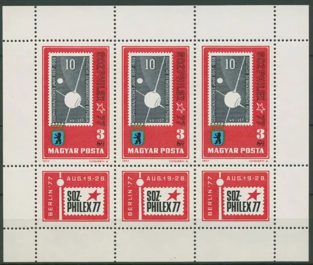 Ungarn 1977 SOZPHILEX Berlin DDR MiNr. 603 Kleinbogen 3208 A K postfr. (C92829)