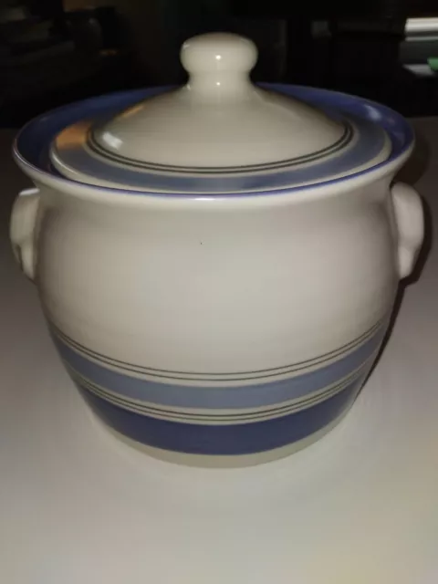 Pfaltzgraff RIO Bean Pot with Lid, Mexico, 7.25", Blue Rings Canister Pfaltzgraff RIO Bean Pot with Lid, Mexico, 7.25", Blue Rings Canister