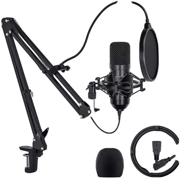 For PC Kit with Adjustable Mic, Cardioid Condenser Professional Microphone Combo