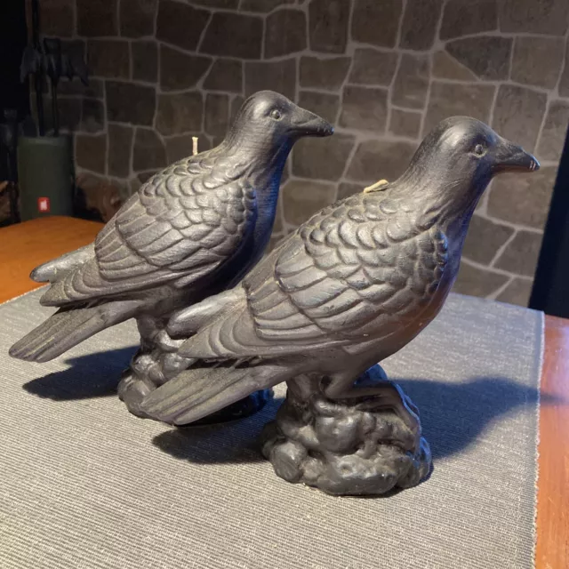 vintage pottery barn crow candles Set of 2