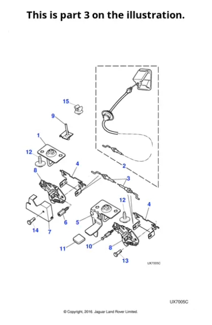 Jaguar Genuine Bonnet Release Cable Vehicle Car Replacement Spare Part XR81957