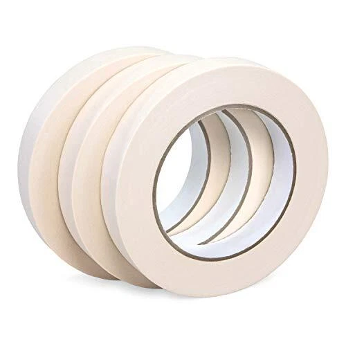 IDL Packaging 3/4" x 60-Yard White Masking Tape 3 Rolls Natural Rubber Adhesi...