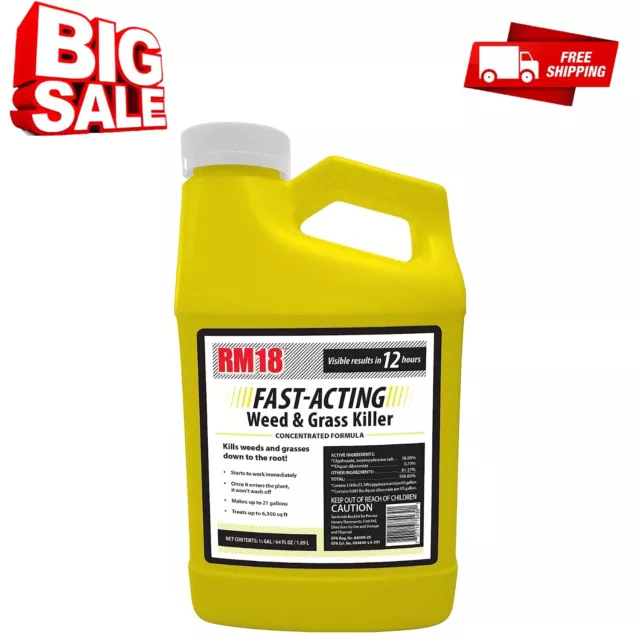 RM18 Fast Acting Diquat Herbicide Concentrate Root Weed and Grass Killer 64 oz