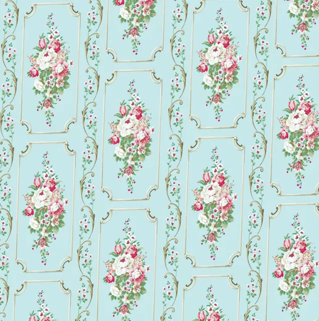 Dolls House Wallpaper 1/12th 1/24th scale Blue Vintage Quality Paper #241