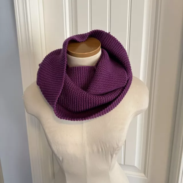 EILEEN FISHER One Size 100% Merino Wool Purple Plum Infinity Knit Scarf